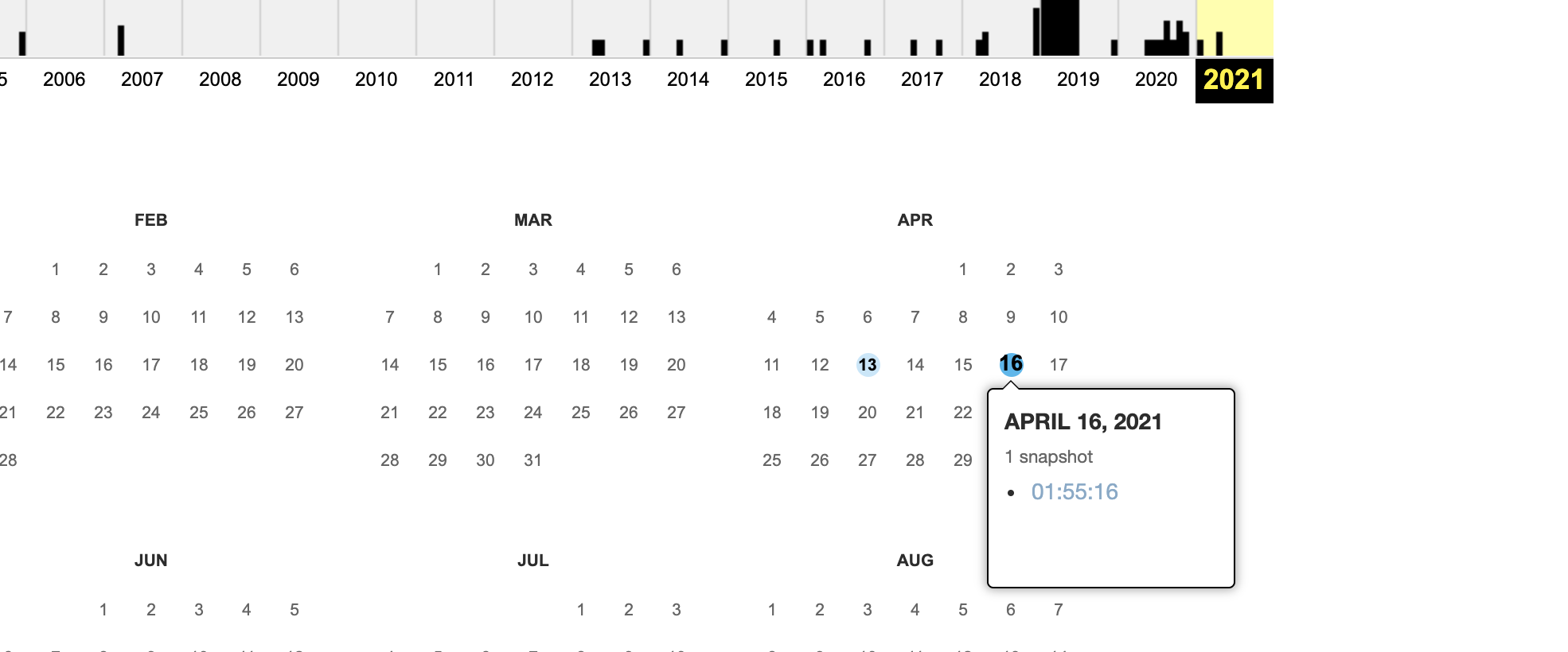 Wayback Machine example date