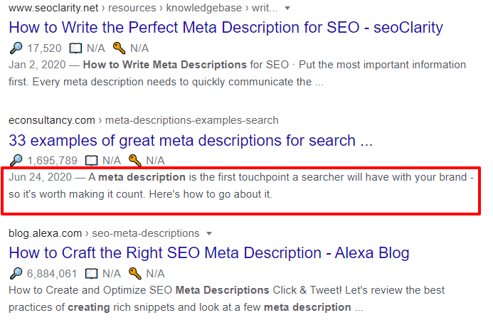 *Meta descriptions