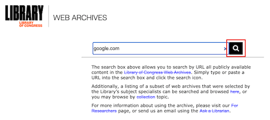 Library of Congress Web Archive